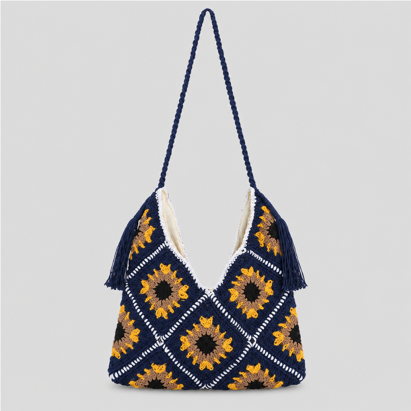 Striped Crochet Shoulder Bag