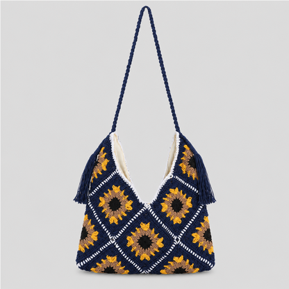 Striped Crochet Shoulder Bag