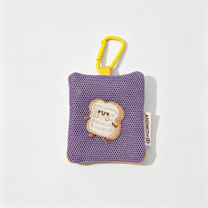 Toast Embroidery Mesh Zip Pouch