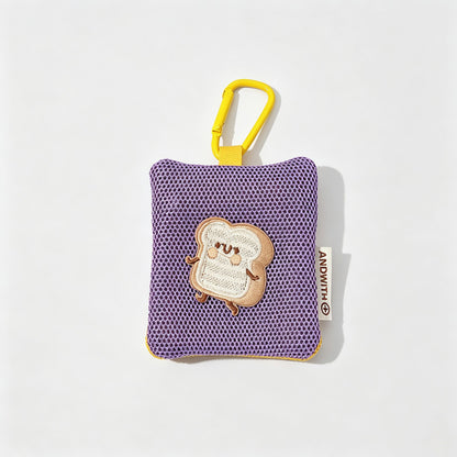 Toast Embroidery Mesh Zip Pouch