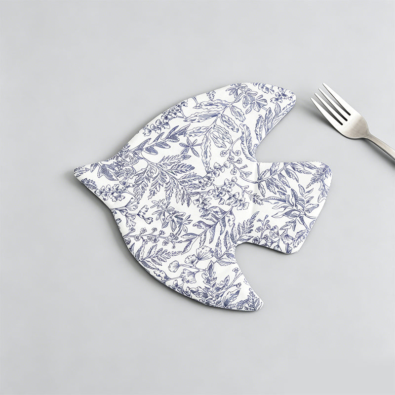 Decorative Cotton Blend Bird-Shaped Floral Fabric Coaster