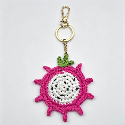 Woven Dragon Fruit Keychain Bag Charm