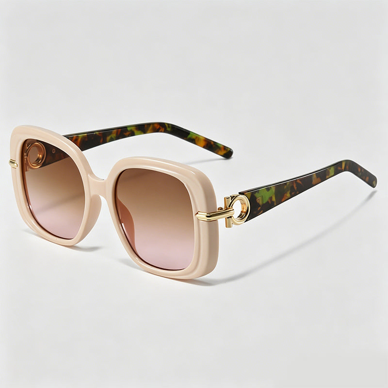 Metal Circle Decor Oversized Square Sunglasses