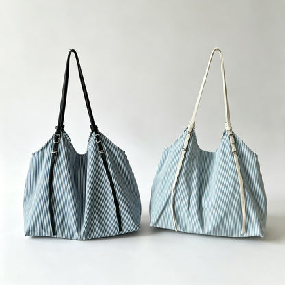 Striped Canvas Hobo Tote Bag