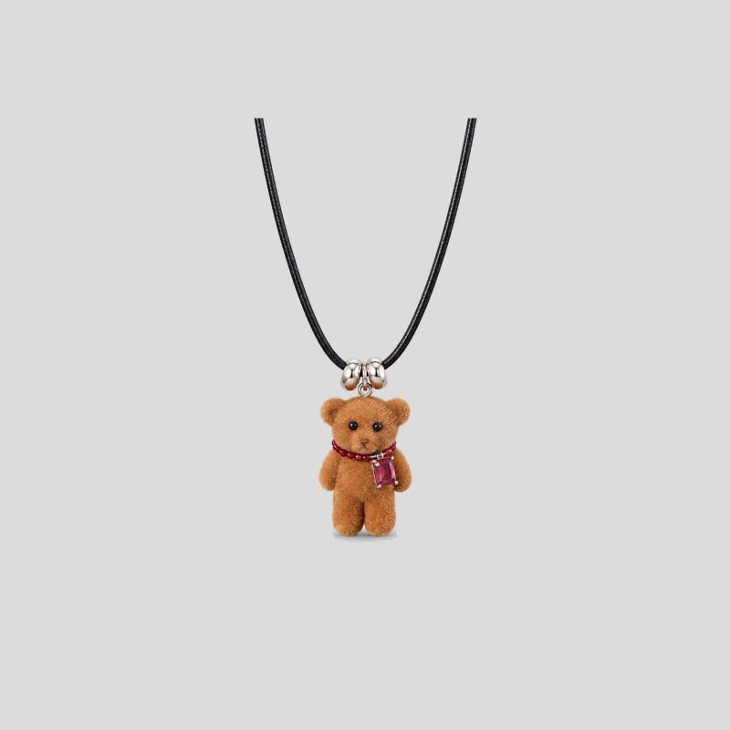 Knitted Cord Cat Pendant Necklace