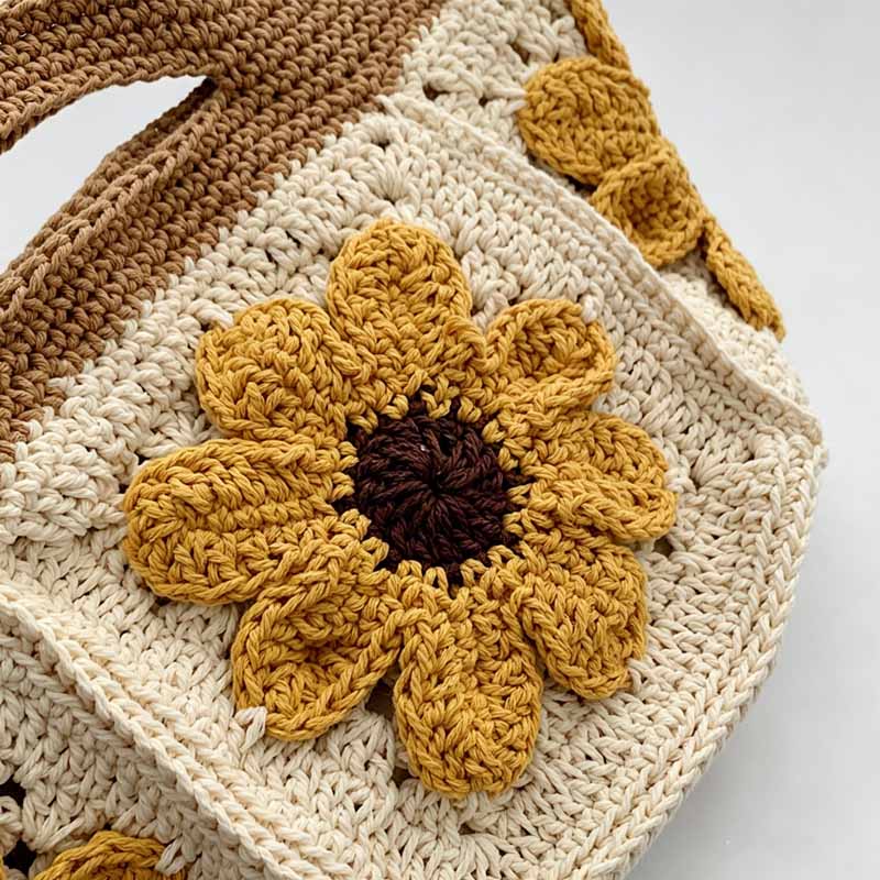 Floral Crochet Handheld Bag
