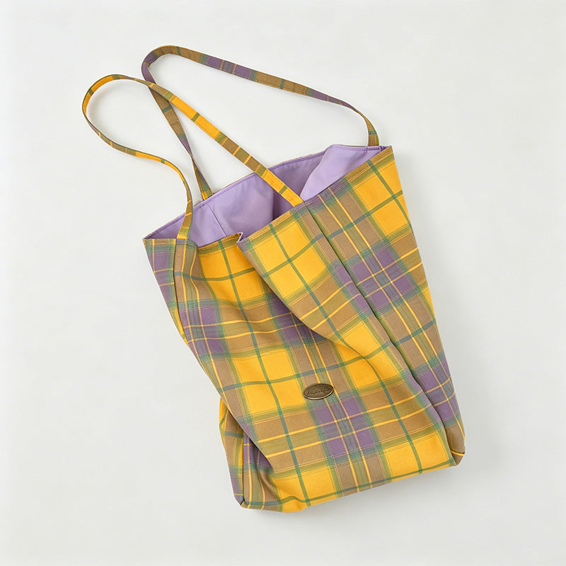 Plaid Market Tote Bag