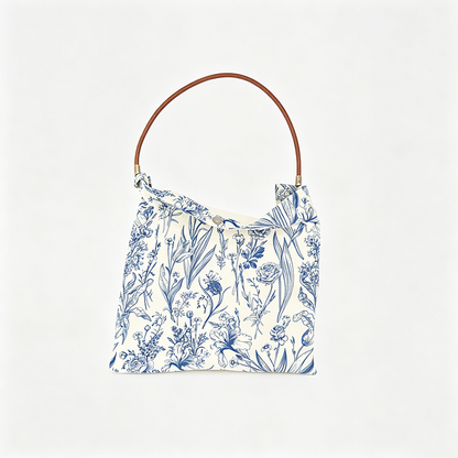 Blue Floral Print Shoulder Bag