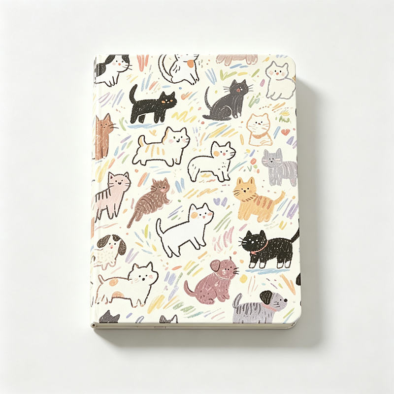 Cat Print Hardcover Lined Notebook