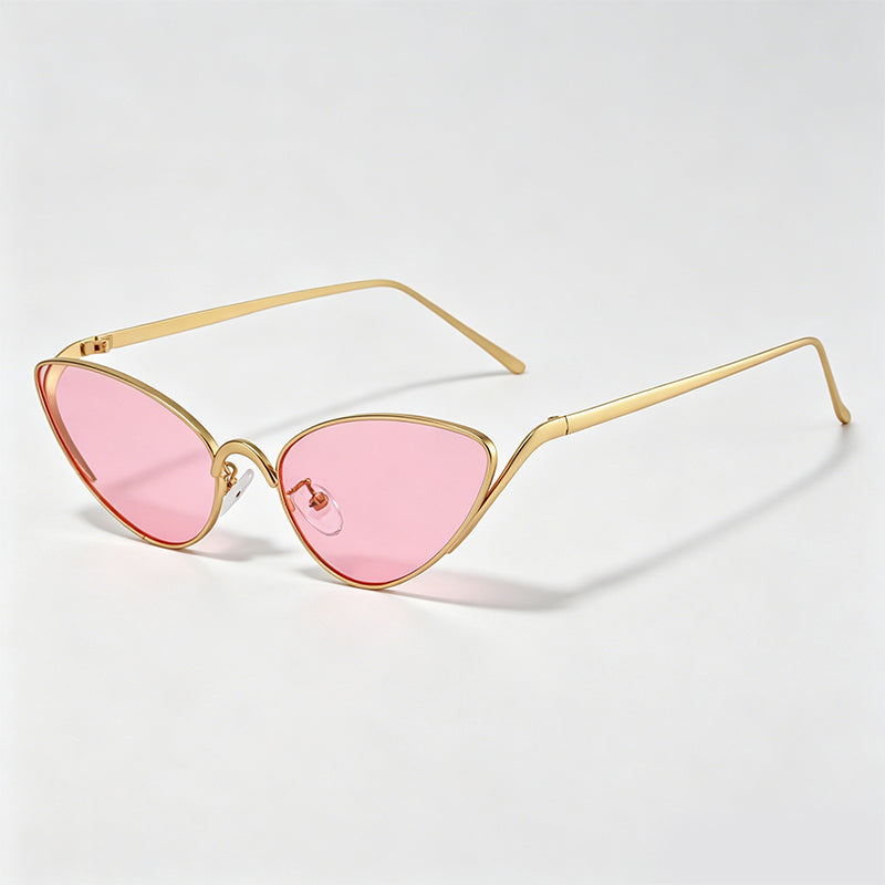 Retro Slim Metal Frame Cat Eye Trendy Sunglasses