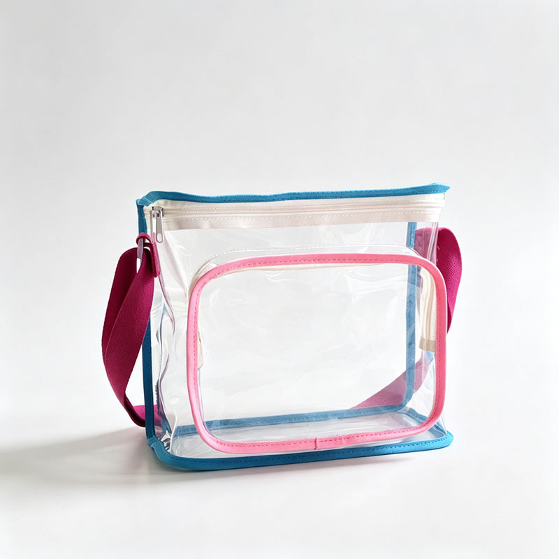 Color‑Trim PVC Crossbody Pouch
