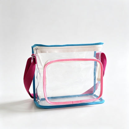 Color‑Trim PVC Crossbody Pouch