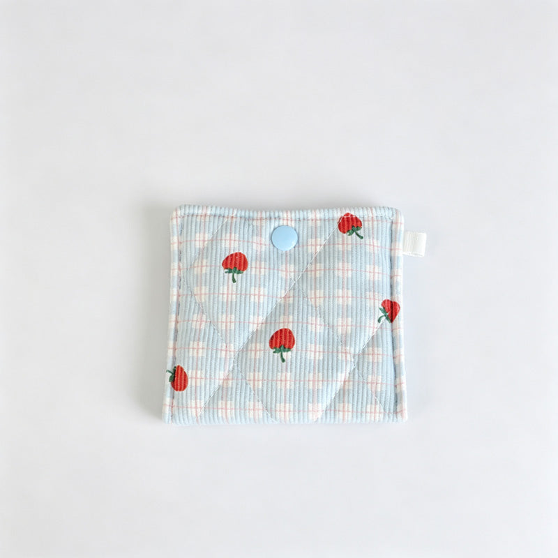 Corduroy Printed Square Storage Pouch