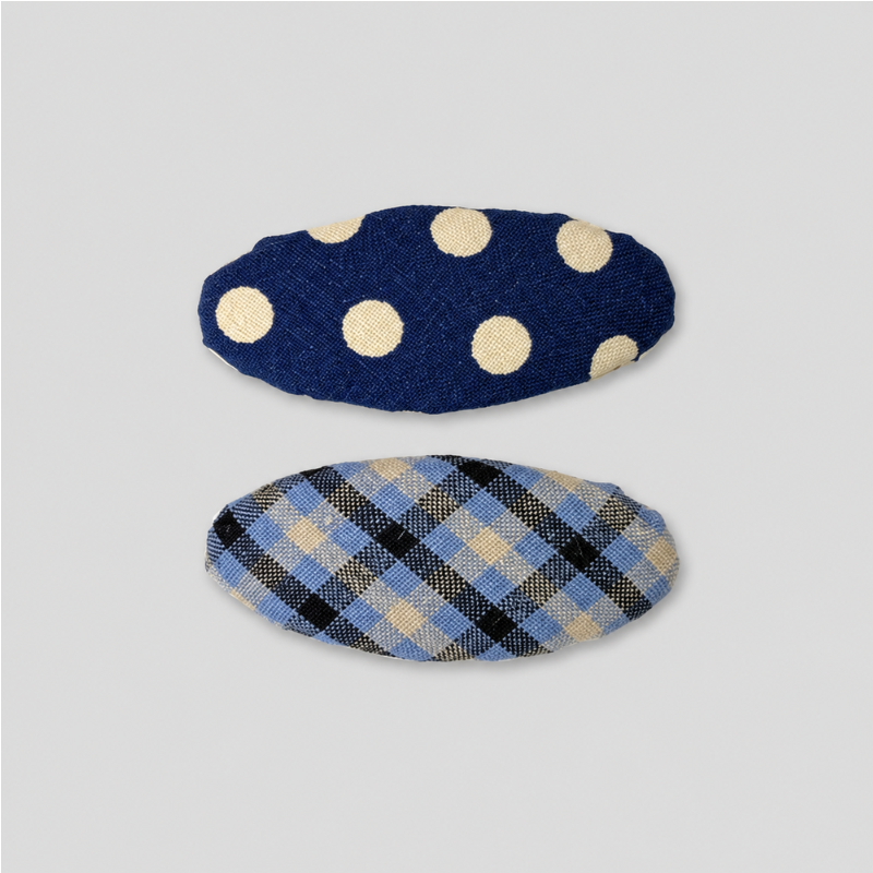 Blue Plaid Hair Clip Set