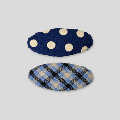 Blue Plaid Hair Clip Set