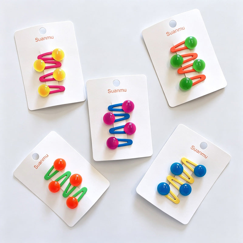 Bright Candy Bead BB Snap Hair Clips