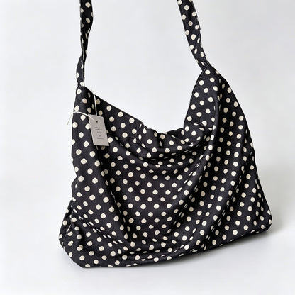 Polka‑Dot Open‑Top Shoulder Bag