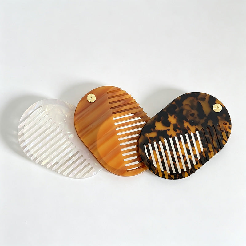 Acetate Folding Hair Comb Mirror