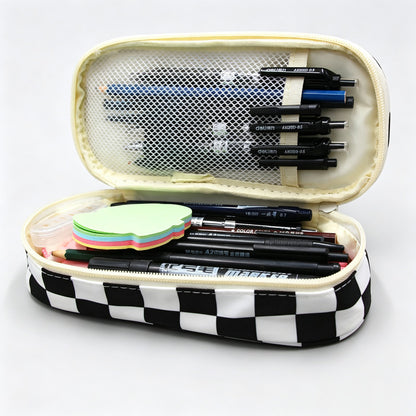 Checkerboard Print Pencil Pouch