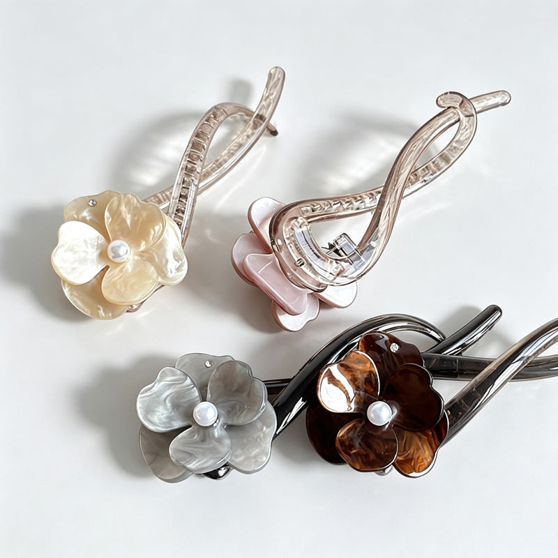 Acrylic Camellia Twist Hair Clip