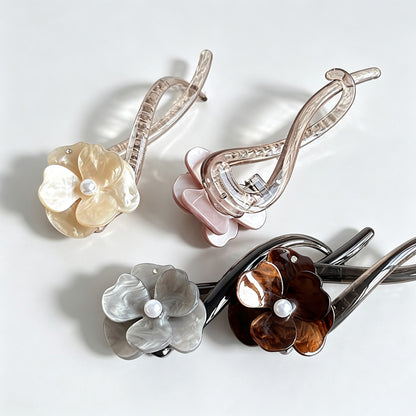 Acrylic Camellia Twist Hair Clip
