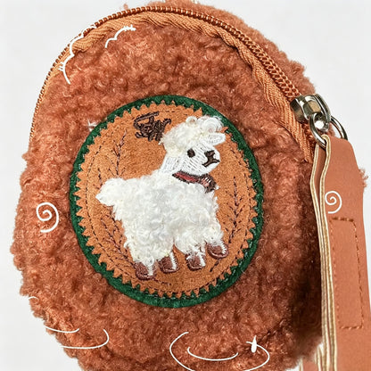 Plush Sheep Print Coin Purse Pouch