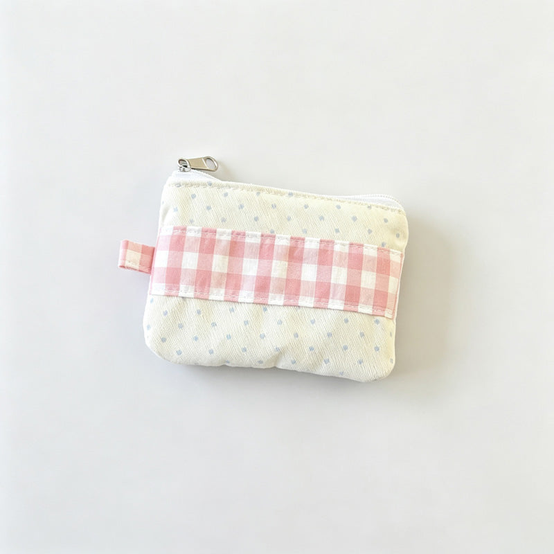 Plaid Spliced Mini Zipper Pouch