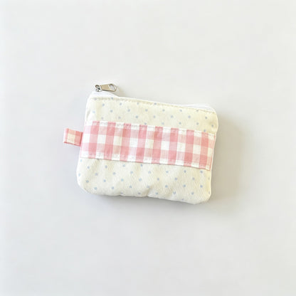 Plaid Spliced Mini Zipper Pouch