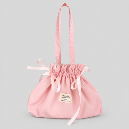Solid Color Drawstring Handle Bag