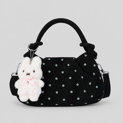 Floral Print Handbag with Charm