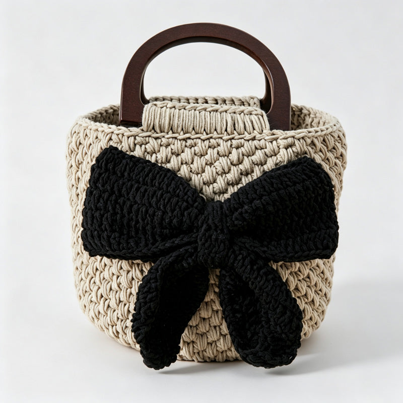 Bow Crochet Handle Bag