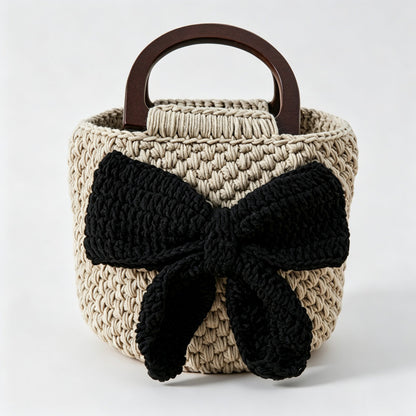 Bow Crochet Handle Bag