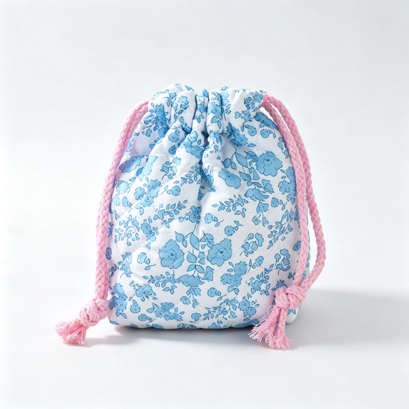 Floral Print Drawstring Storage Pouch