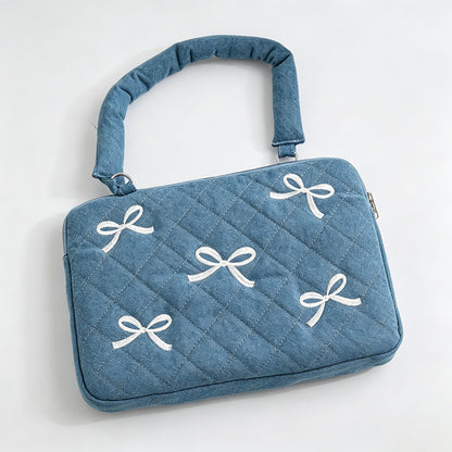 Denim Embroidered Handheld Laptop Sleeve