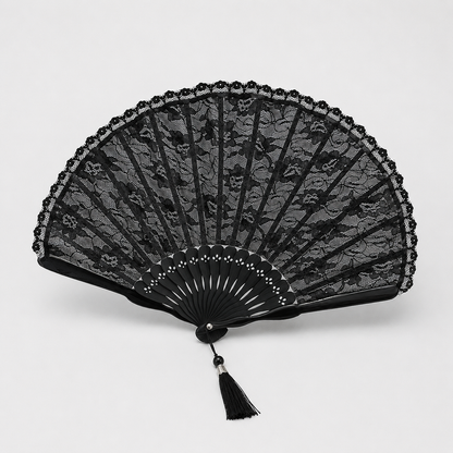 Black Lace Bamboo Folding Hand Fan