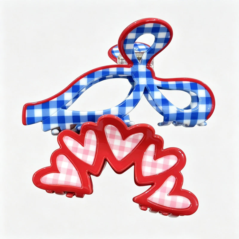 Heart Gingham Claw Clip