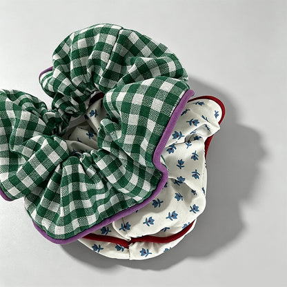 Elegant Retro Plaid Floral Refined Scrunchie