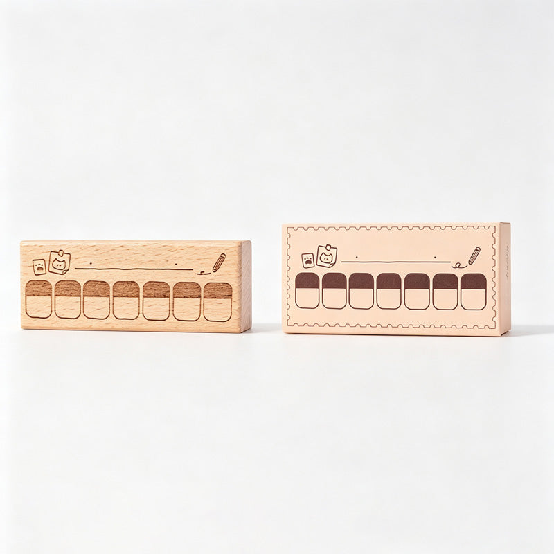 Wooden Cat Planner Rubber Stamp