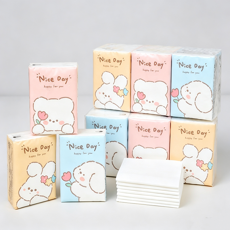 White Bear Print Pocket Tissues Set