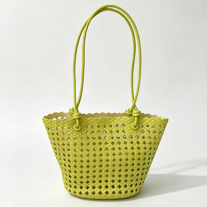 Cutout Handle Basket Tote Bag
