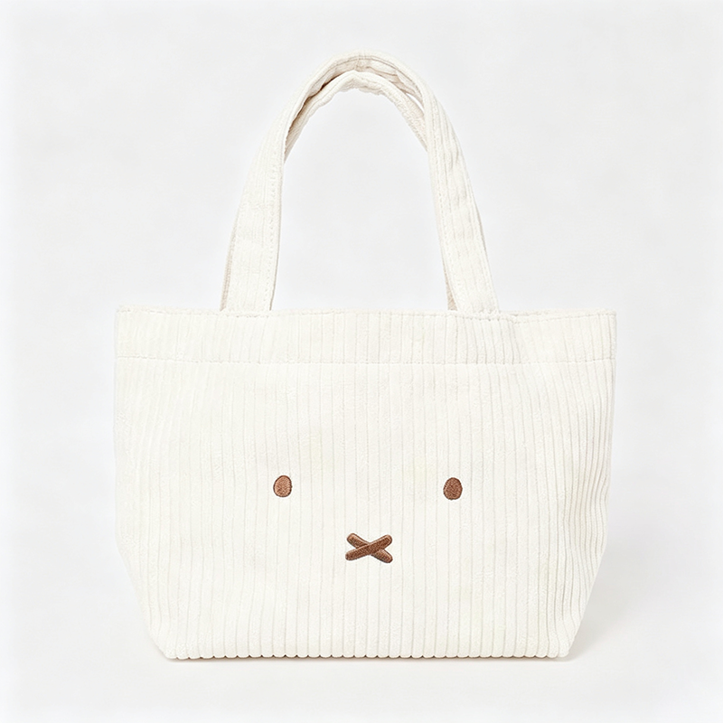 Bunny Embroidered Open Top Handle Bag