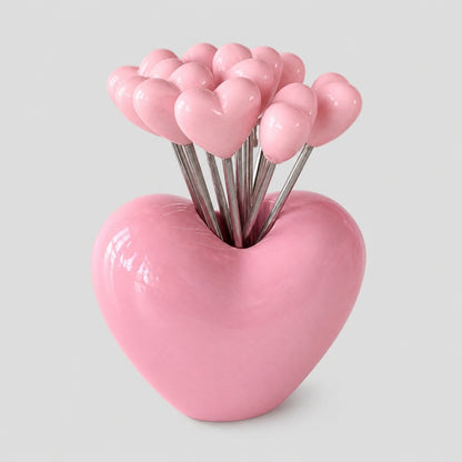 Heart Holder Fruit Forks Set