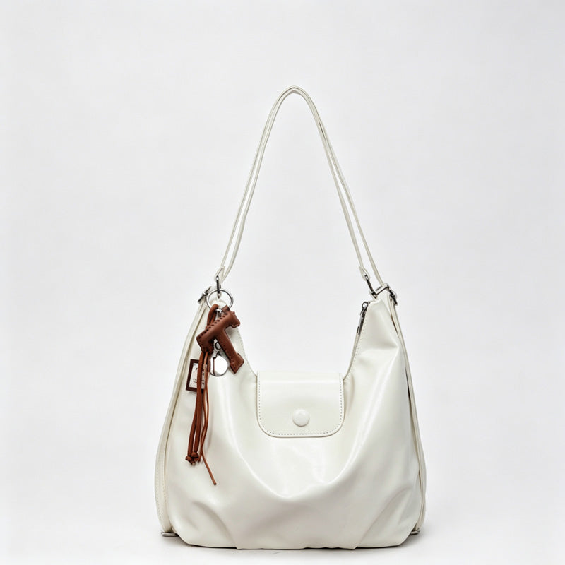 Faux PU Hobo Shoulder Bag with Pendant