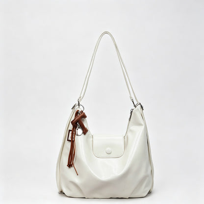 Faux PU Hobo Shoulder Bag with Pendant