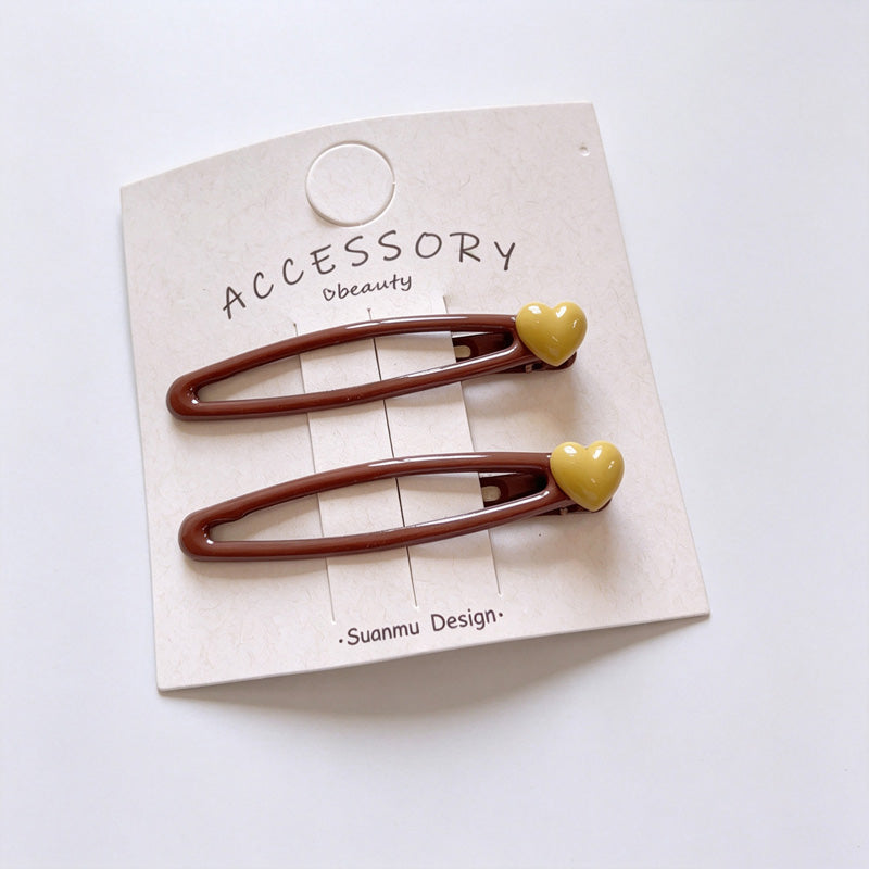 Bright Color Heart BB Snap Hair Clips