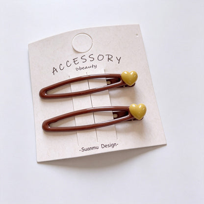 Bright Color Heart BB Snap Hair Clips