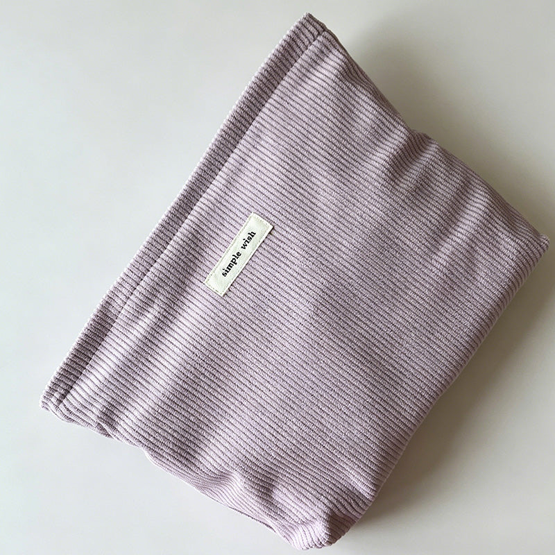 Minimalist Solid Color Corduroy Cosmetic Bag