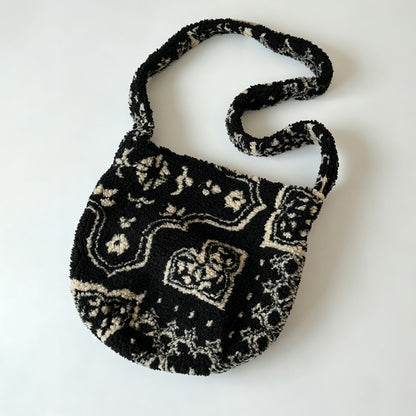 Pattern Fleece Crossbody Shoulder Bag