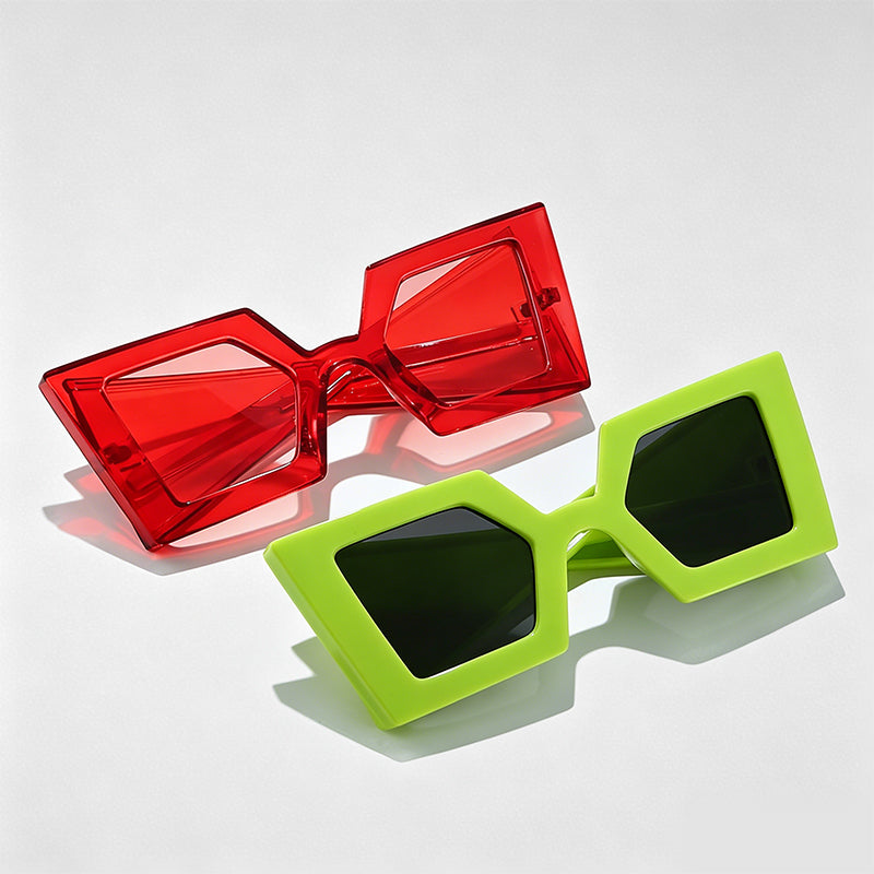 Oversized Wide Temple Irregular Square Futuristic Sunglasses