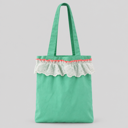 Floral Lace Trim Shoulder Handle Bag